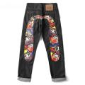 New Y2k jeans American retro hip hop fashion print jeans male Harajuku punk Gothic wide pants couple casual straight street wear. 