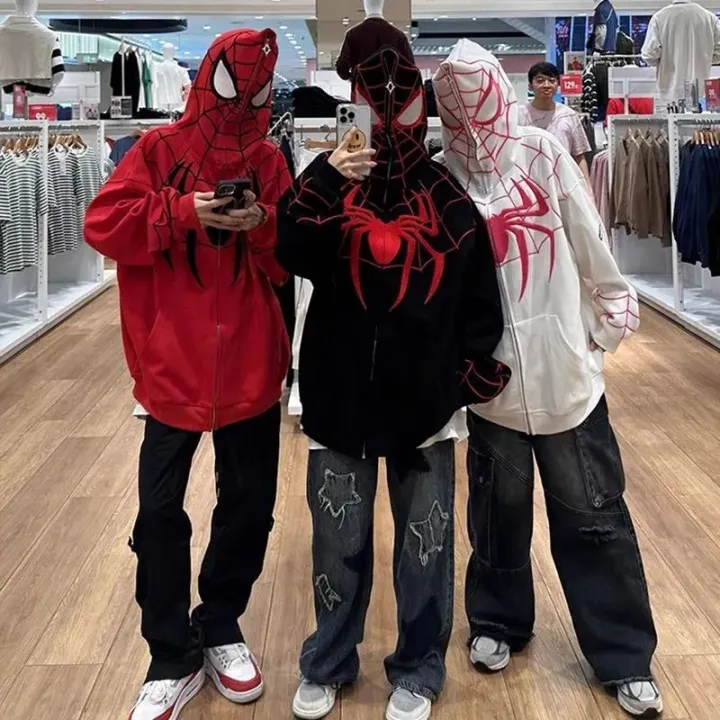 American%20Spider-Man%20Sweatshirt%20Men's%20American%20Hiphop%20Heavy%20Stiff%20Cardigan%20Jacket%20Spring%20and%20Autumn%20Design%20Hoodie%20-%20Image%203