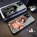 Trendy Brand One Piece Cool Luffy Ace Painting Case Compatible for IPhone 7Plus 13 14 15 12 11 Pro Max XR X XS Max 8 14 15 7 Plus SE Cartoon Couples Luxury Plating Metal Lens Cover. 
