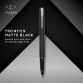 Parker Frontier Matte Black Gun Metal Trim Roller Ball Pen| Ink Color - Blue | Perfect For Corporate Use | Elite Pen For Professionals. 