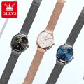 Olevs Ladies Watches Original Brand Waterproof Stainless Steel Strap Fashion Casual Rose Gold Quartz Analog Watch For Women.