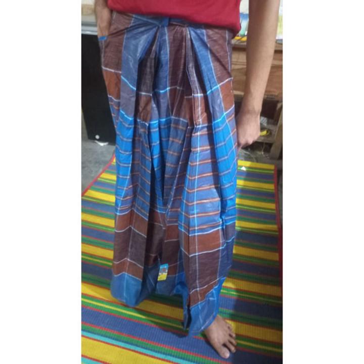 Pocket Lungi - SR Bosundhora Lungi - 100% cotton - Exclusive Design - Paka Rong - Selai Kora - Stitched - Lungi For Men - 5 Hat Lungi