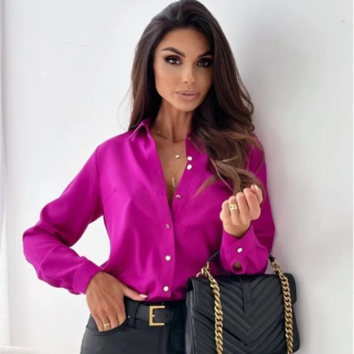 Women's%20Spring/Autumn%20Casual%20Solid%20Long%20Sleeve%20V-Neck%20Tops%20White%20Elegant%20Black%20Shirt%20Loose%20Camisas%20E%20Blusas%20Feminina%20Blouses%20-%20Image%203