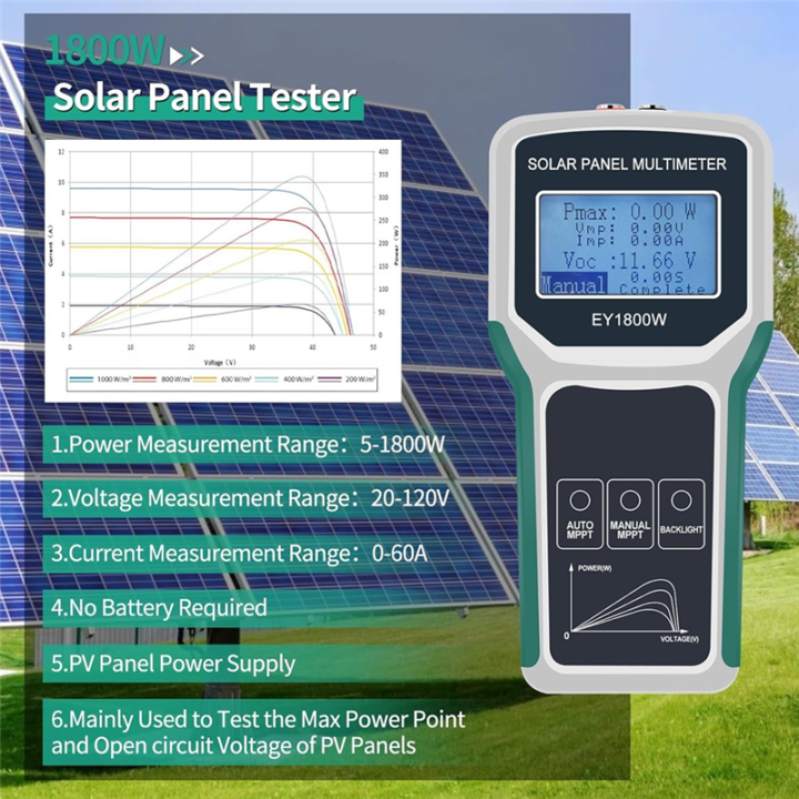 Solar Panel Smart Tester EY1800W 1800W MPPT Auto/Manual Photovoltaic ...