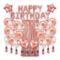 Migeet 40PCS Rose Gold Birthday Party Decorations Set Boys Girls Women Birthday Party Supplies Reusable Happy Birthday Sequin Heart Balloons Tassel Door Curtain for Baby Birthday Party Decorations. 