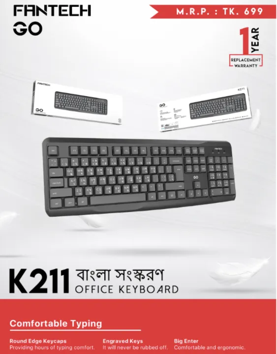 FANTECH%20GO%20K211%20Smooth%20Typing%20Keyboard%20104%20Keys%20Spill%20Resistant%20Keyboard%20English%20And%20Bangla%20USB%20Wired%20Easy%20To%20Read%20Keys%20Computer%20Keyboard%20Ergonomics%20Keyboard%20For%20Office%20PC%20-%20Image%207