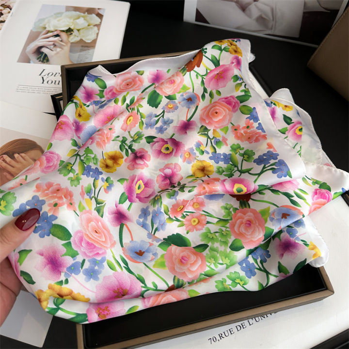 Women%20Popular%20Print%20Silk%20Scarf%2070X70cm%20Square%20Scarves%202024%20New%20Fashion%20Travel%20Decoration%20Sunscreen%20Bandannas%20Kerchief%20Hair%20Band%20-%20Image%203
