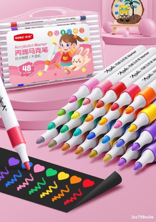 Children's Acrylic Marker Pen Washable and Opaque Color Stackable 48 Color Primary School Student Art Waterproof
