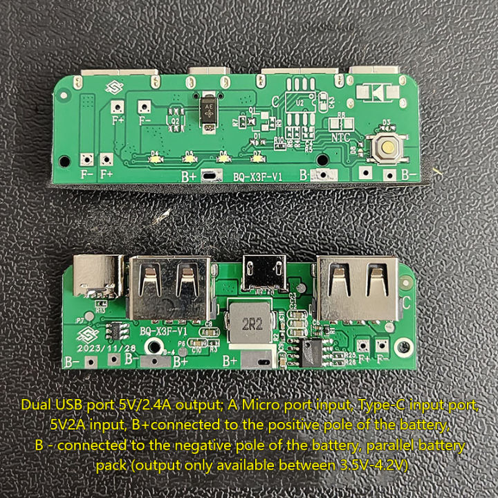 Lithium Battery Boost Board 5V 2A Dual USB Type-C Output Power Bank Circuit Board X3 Mobile Power Supply Main Board Jessica