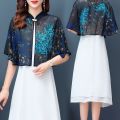 Summer Chiffon Printed Shawl Retro Style Sleeveless Cape Coat Women's Skirt Outer Wear Cardigan Sun Protection Clothing.