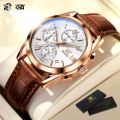 Men Leather Analoge Quartz Fashion Watch for Men. 