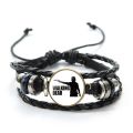 The Walking Dead Leather Bracelet Black Woven Multilayer Glass Dome Charm Bracelet Men Boy Women Girl Jewelry Accessories. 