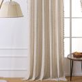 Solid Cotton Linen Tassel Window Curtain Semi-shading Vintage Drapes for Living Room Bedroom Kitchen Door Drapes Home Decoration. 