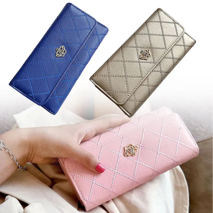 PU%20Leather%20Women's%20Long%20Wallet%20Card%20Holder%20Crown%20Buckle%20Fashion%20%20Pattern%20Purse%20%20Pattern%20Crown%20Buckle%20%20Bag%20for%20Gifts%20for%20women%20Clutch%20Handbag%20-%20Image%209
