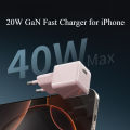 20W PD Fast Charger, Mini Ice Cube Design EU Plug, Stay Cool & Safe Charging, ROHS/CE Certified, Triple-Layer Safety, Transparent Shell, Fast Charger Block for iPhone 17/16/15/14, Samsung, iPad. 