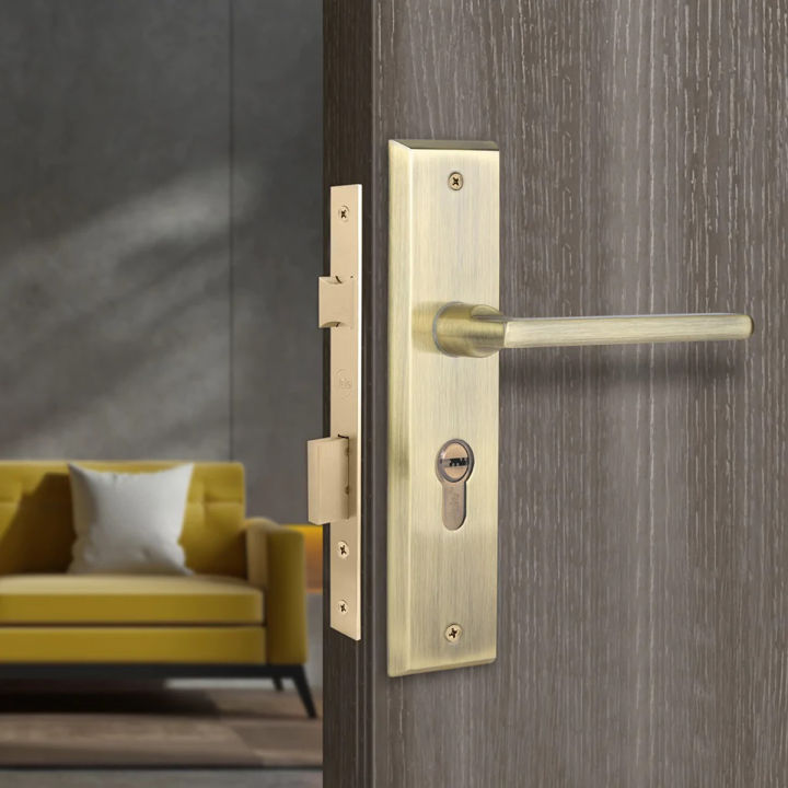 Yale Antique Brass Mortise Lock Comboset with backplated Handle YMC502-10-60MM-8545-TT-AB Door hardware & locks