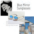 HBK Blue MIRROR Frameless Gold Metal Ladies Sunglasses Men Rimless Brown Sun Glasses For Women Fashion Shades Cutting Eyeglass. 