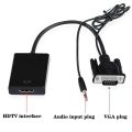Vga To HDMI Compatible+3.5mm Conversion Cable, Vga To HDMI Compatible With Audio,.