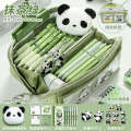 10 layer Panda High Appearance Transparent Pen Bag Boys 2023 New Large Capacity Stationery Box for Elementary School Students. 