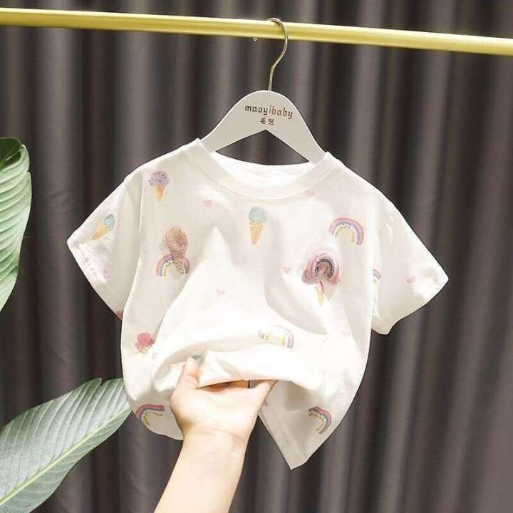 short%20sleeved%20t%20shirt%20children's%20top%20baby%20half%20sleeved%20girls'%20summer%20outfit%20Zhongmin%20one%20-%20Image%202