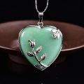 【Hey my home】1PC Natural Crystal Rose Quartz Heart Pendant Mineral Jewelry Couple Christmas DIY Men and Women Necklace.
