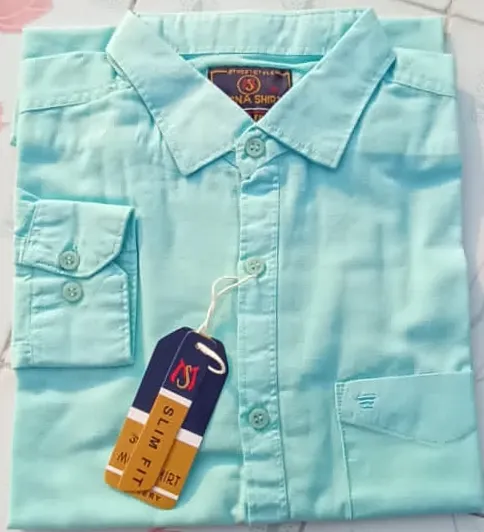Men's%20full%20sleeve%20oxford%20cotton%20fabric%20formal%20Shirt%20cyan%20color%20-%20Image%204