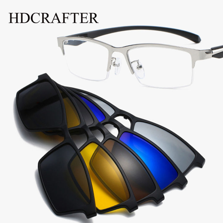HDCRAFTER In Magnet Polarized Clip Glasses Frame Men