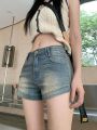 Retro Do the Old Cowboy Shorts Women's Summer Popular Hot Girl High Waist Slimming Slim Straight Hot Pants Women's Fashionins.