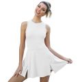 CUGOAO New Women Solid Tennis Dress Suit with Short Sleeveless Golf Badminton Sports Dresses Female Gym Fitness Sportswear.