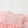 【Flash sale】 summer new girl baby dress mesh small flying sleeves puff dress sweet princess birthday party dress. 