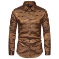 【original】 Autumn Men's Fashion Glossy Shirt Retro Casual Long Sleeve Disco Party Shirt Fashion Men's Business Button Down Shirts. 