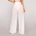 Women See Through Boho Wide Leg High Waist Trousers Beach Long Loose Mesh Sheer Pants Hot. 