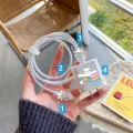4 in 1 Charger Case for Apple 20W 18W Fast Charging Adapter Cute Astronaut Snoopy iPhone 13 12 11 iPad Clear Soft Cover for USB Data Line Protection. 