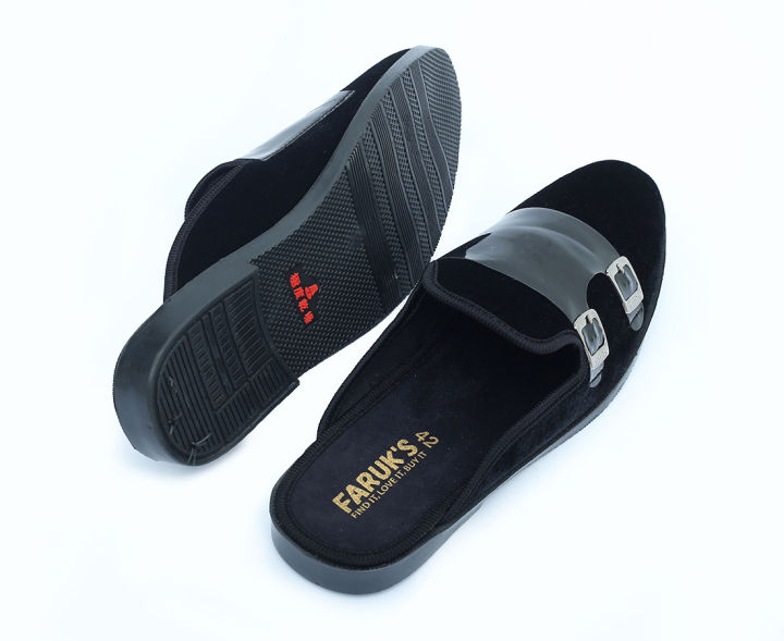 New%20Fashionable%20Velvet%20Half%20Shoe%20For%20Men%20Black%20-%20Image%202