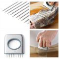 Stainless Steel Onion Holder Slicer Tomato Cutter With 10 Even Prongs Easy Hold And Silcing Lemon Vegetable,Sliver Color New Professional.