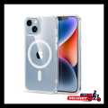 For Apple iPhone 14 Plus MagSafe Compatible Shockproof Transparent Slim Fit Wireless Charging supported Frosted Border Phone Back Case Mobile Cover (FS).