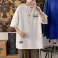 Short SleeveTT-shirt Men plus-Sized XL Mens Summer Fashion Cropped Sleeve Hong Kong Style LooseinsCouple Clothes T-shirt.