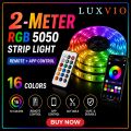 2Meter(6.56 Feet) RGB LED Strip Lights 5050 Remote Plus App Control Smart Music Sync LED Lights for Bedroom, Gaming & Party Decoration. 