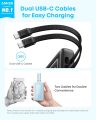 Anker Zolo Power Bank, Built-in Dual USB-C Cables, 10000mAh 35W Fast Charge Compact and Portable, Compatible with iPhone 16/15, Samsung Galaxy, Google Pixel and More.