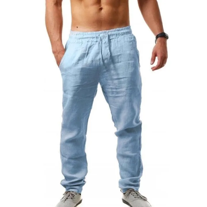 Men's%20Cotton%20Linen%20Pants%20Summer%20Solid%20Color%20Breathable%20Linen%20Trousers%20Male%20Casual%20Elastic%20Waist%20Fitness%20Pants%20-Hop%20Streetwear%20-%20Image%206