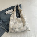 Lace Black Butterfly Tote Bag 2024 New Trendy Korean Version Literary Canvas Bag Large Capacity Student Class Bag Girl. 