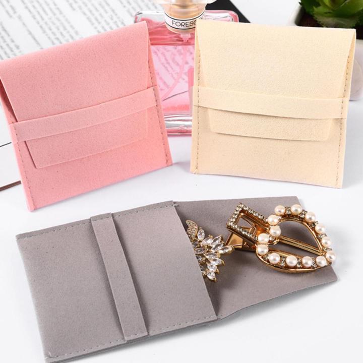 Multicolor Velvet Jewellery Bag Folded Microfiber Fabric Jewelry Pouch Packaging Bag for Ring Earrings Necklace Bracelet Display