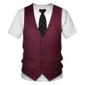 Funny Fake Suit 3D T shirt Tuxedo Bow Tie 3D Printed T shirts Men Summer Fashion Short Sleeve Streetwear Fake Suit Vest Tshirt.
