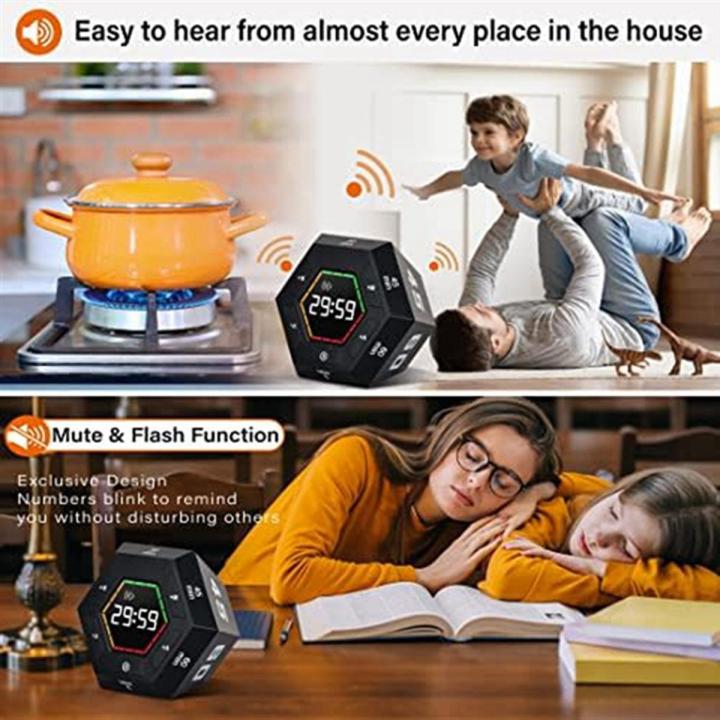 1 Piece Pomodoro Timer Productivity Timer Black Plastic Time Management Tool 3, 5, 15, 30, 45, 60 Minute Preset Smart Countdown Timer