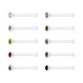 10PCS/Lot 20g CZ Crystal Nose Piercing Set Acrylic Plastic Nose Studs Rings Retainer Bone L Shape Nose Piercing Jewelry. 