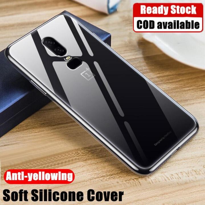lthmy for OnePlus 6 A6000 A6003 Flexible Soft Matte Black Crystal Clear Phone Case Silicone Protective Back Cover