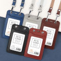 Leather Card Holder for Men and Women Credit Card Badge Holder with Neck Lanyard ID Card Work Certificate Card Holder.