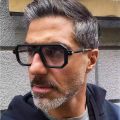 2024 New Vintage Square Double Beam Fashion Sunglasses tofu pudding Mirror Leg Design Street Shoot INS Flat Mirror Female.