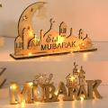 Eid Mubarak Wooden Ornament Ramadan Moon Star Letter Table Decoration for Home Islamic Muslim Pendant Eid Al Adha Party Supplies. 