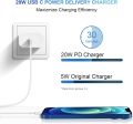 Apple MFi Certified 20W PD USB C Wall Charger with 6FT Lightning Cable for iPhone & iPad. 